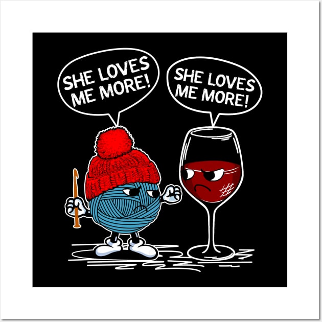 Crochet Wine She Loves Me Wall Art by gotravele store